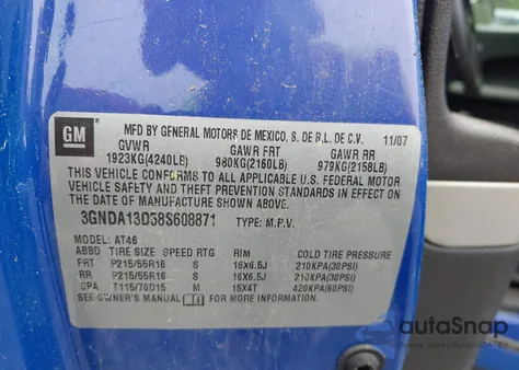 2008 Chevrolet Hhr Ls z USA, uszkodzony, nr VIN 3GNDA13D58S608871